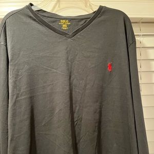 Brand: Polo Ralph Lauren long sleeve v-neck tee shirt.